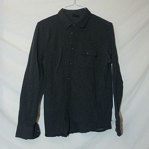 OAKLEY Charcoal Gray Knit Button Down Shirt, Small